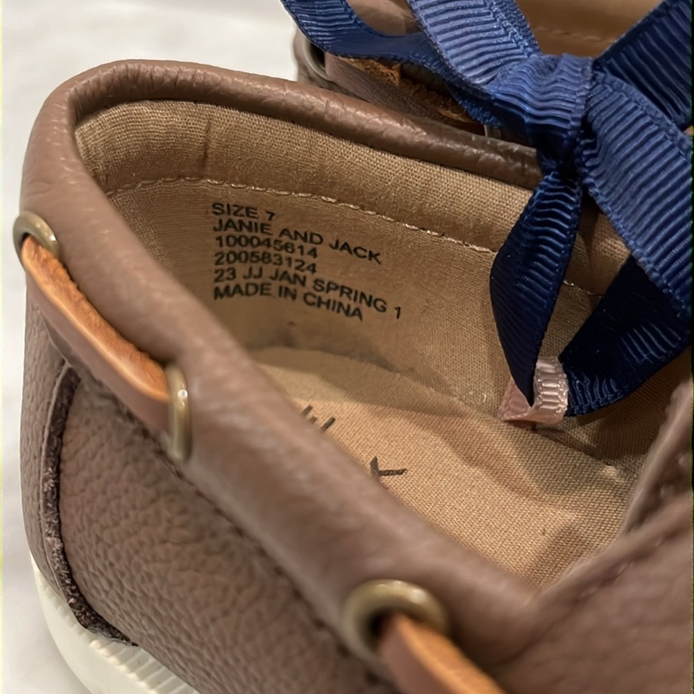 ❌SOLD❌ NWT Janie and Jack Baby Boy Brown Leather Boat Shoes - Size 7 - Picture 12 of 14